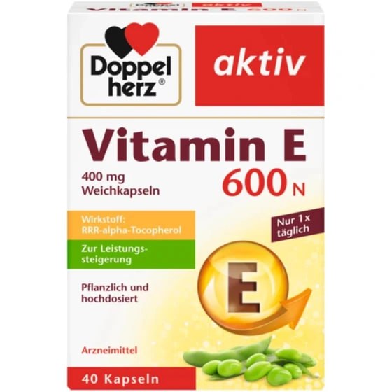 قرص ویتامین E دوپل هرز-N600-Doppel herz آلمان ۴۰ عدد