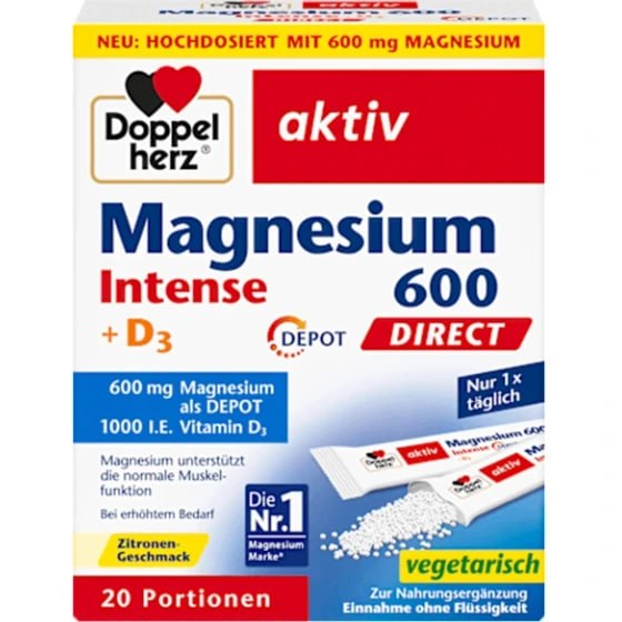مکمل منیزیم 600 اینتنس دوپل‌هرز Doppelherz Magnesium Intense 600 + Vitamin D3